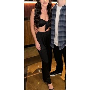 Most Famous‎ Black Two Piece Set Tie Front Top High Waist Pants M